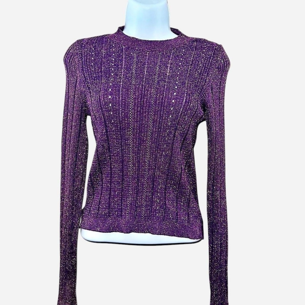 2/$30 | Mango Shimmering Purple Knit Top
